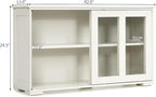 Costzon Sideboard Buffet Cabinet, Wooden Kitchen Storage Cabinet with Adjustable Shelf, Sliding Glass Doors, Accent Coffee Bar Cabinet Console Table for Living Room, Dining Room, Hallway (Cream White)