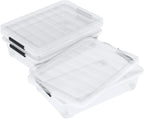 20 Quart Clear Plastic Under Bed Storage Boxes, Set of 3 Wheeled Underbed Storage Containers