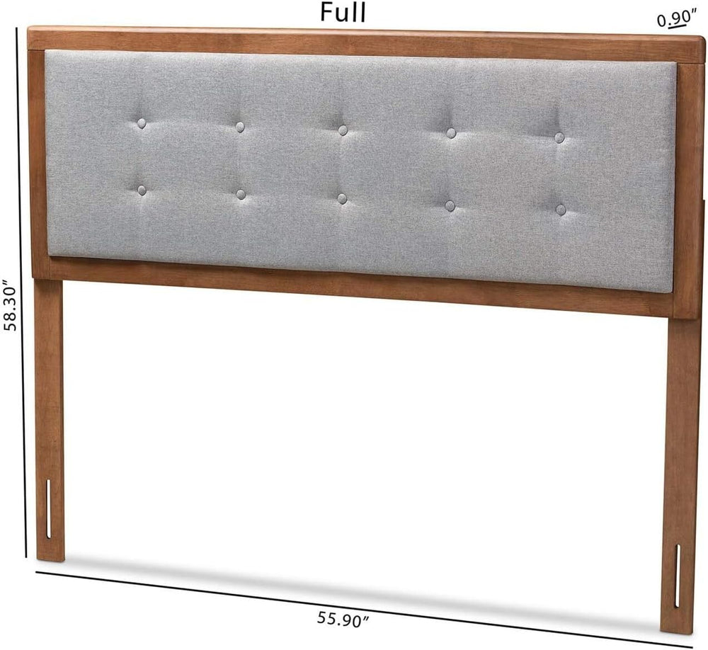 HomeStock Upholstered Headboard, Walnut Brown, Wall Mount, Mid-Century Modern...