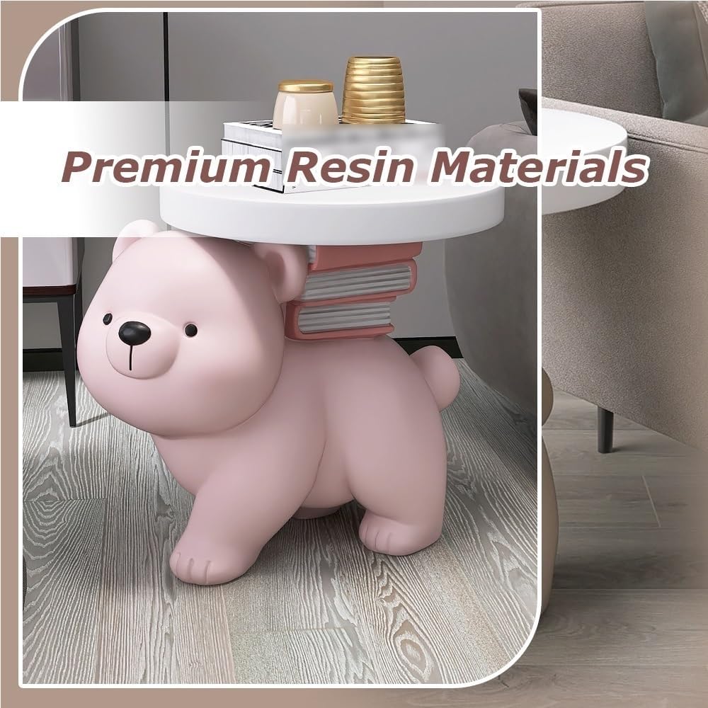Decorative Sculpture Side Table, Floor Couch Table with Tray Tabletop, End Ta...