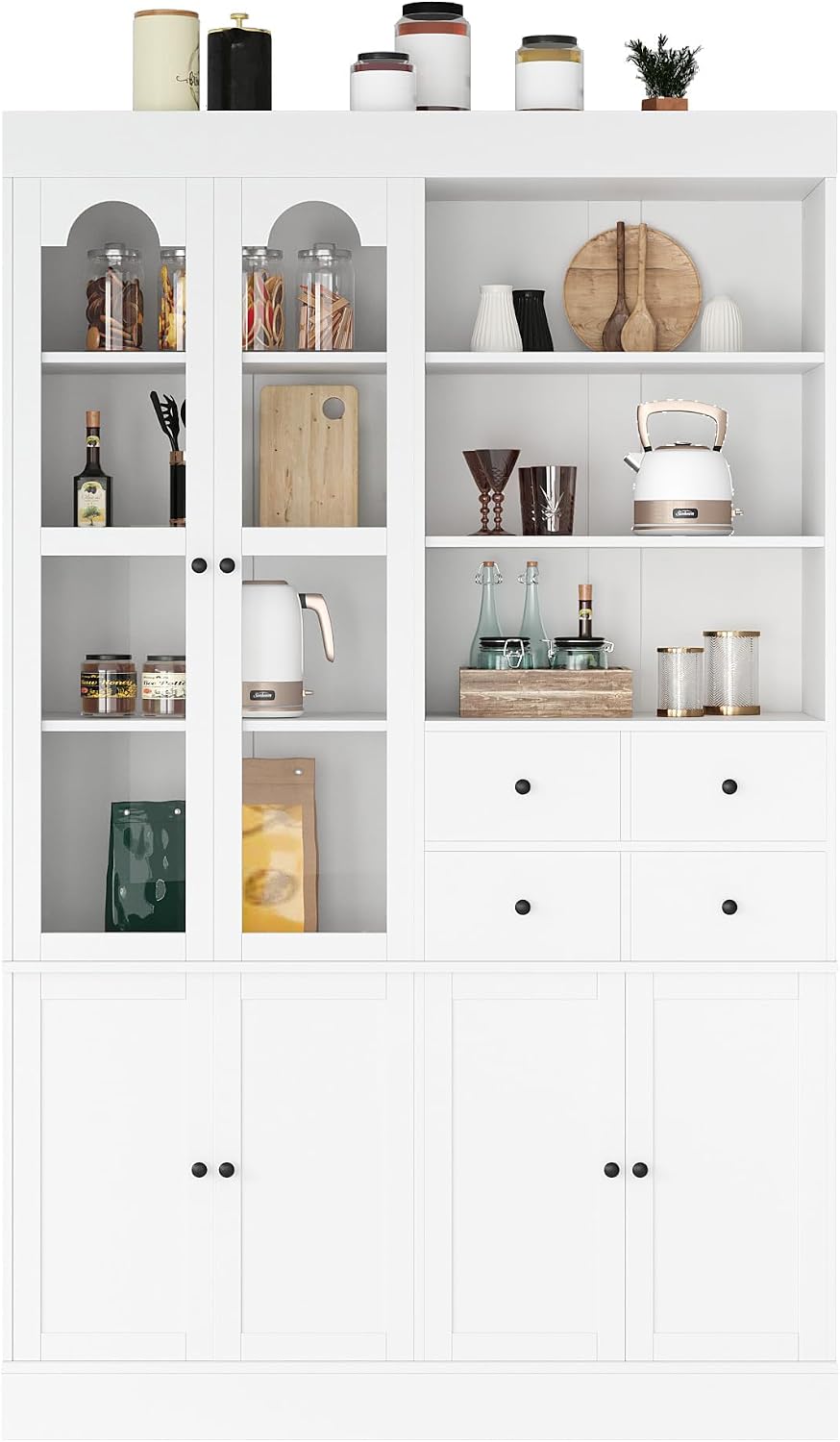 47.2x15.7x75 Inches Tall Kitchen Pantry Cabinet, Freestanding Sideboard Buffe...