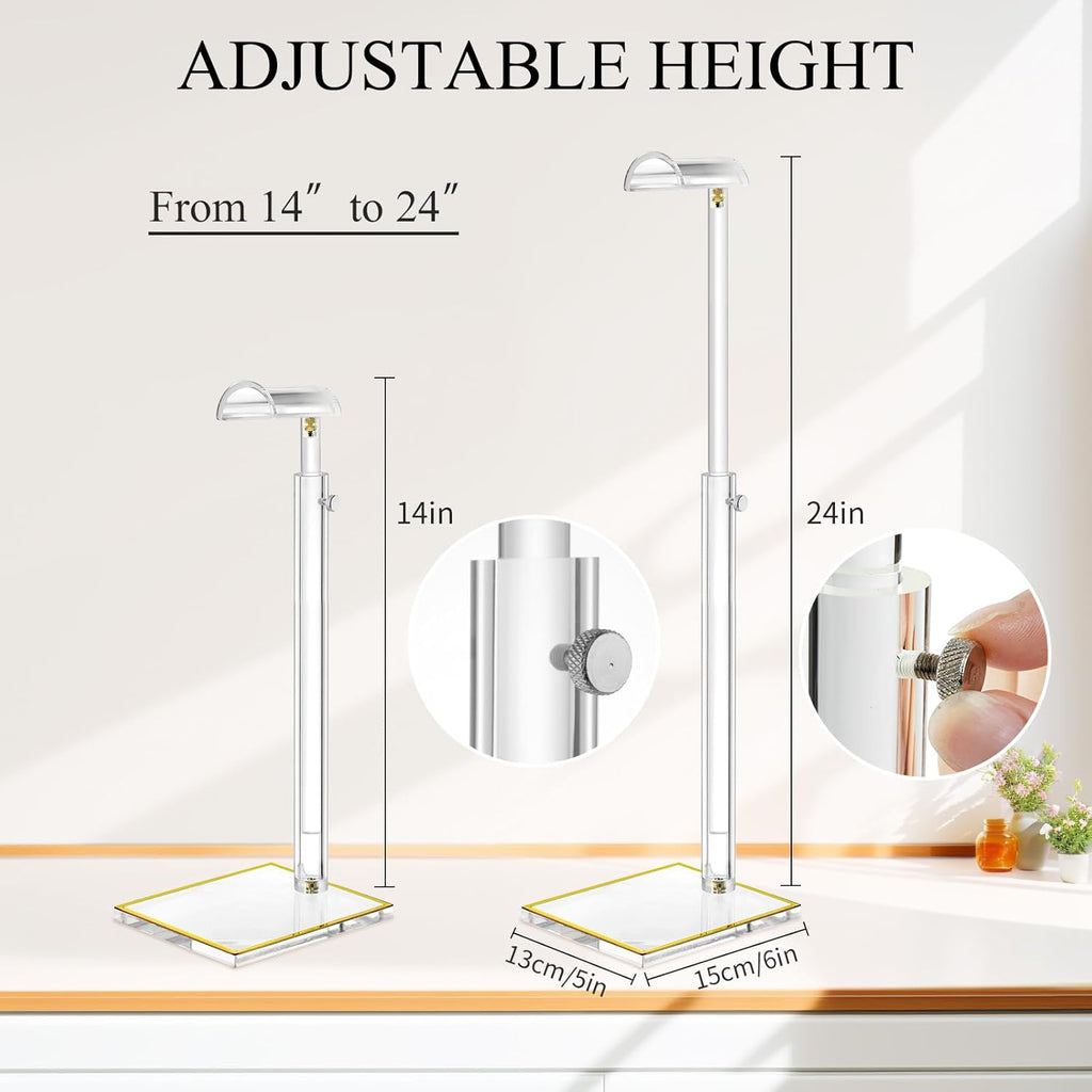 Acrylic Purse Stands for Display, 3 Pack 14" to 24" Adjustable Height Clear Purse Holder Stand, Counter Bags Hanging Organizer Handbag Rack for Closet Retail Vendor Commercial Store