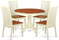 East West Furniture HLIP5-BMK-W 5 Piece Dining Room Furniture Set Includes a Round Kitchen Table with Pedestal and 4 Dining Chairs, 42x42 Inch, Buttermilk & Cherry