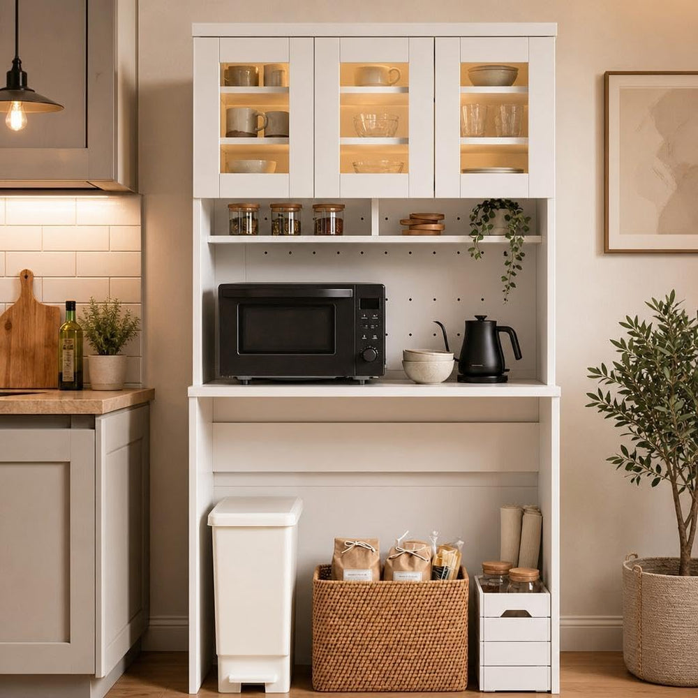 Garvee 71.5" Kitchen Cabinet with Trash Can Storage, Kitchen Trash Can C...