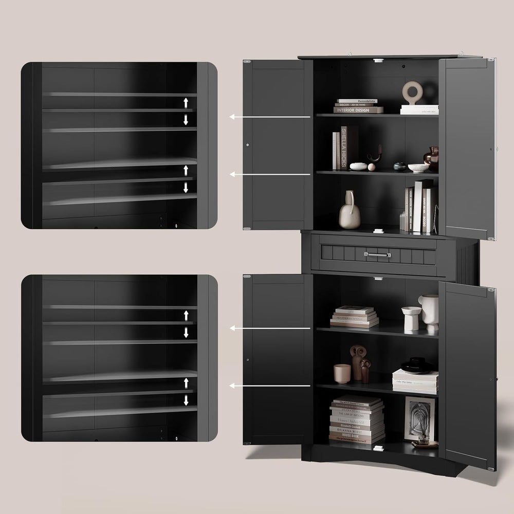 Gizoon 71'' Kitchen Pantry Storage Cabinet, Freestanding Pantry Organ...