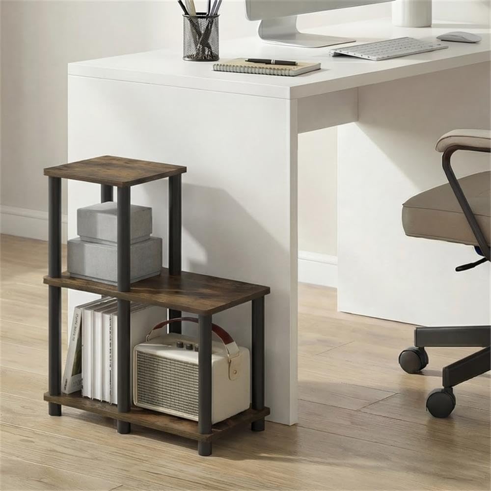 Pemberly Row 3-Tier Ladder Corner Bookshelf, Amber Pine Finish, Open Frame, Compact 9.4 x 18.9 x 19.9 in, 80 lbs Capacity, Contemporary Storage for Living Room or Home Office