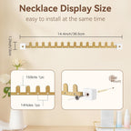 Wall Necklace Holder Hanging Jewelry Organizer 2 Pack Metal Necklace Organizer, Space-saving Jewelry Display for Necklaces & Earrings，Gold，Screws Included