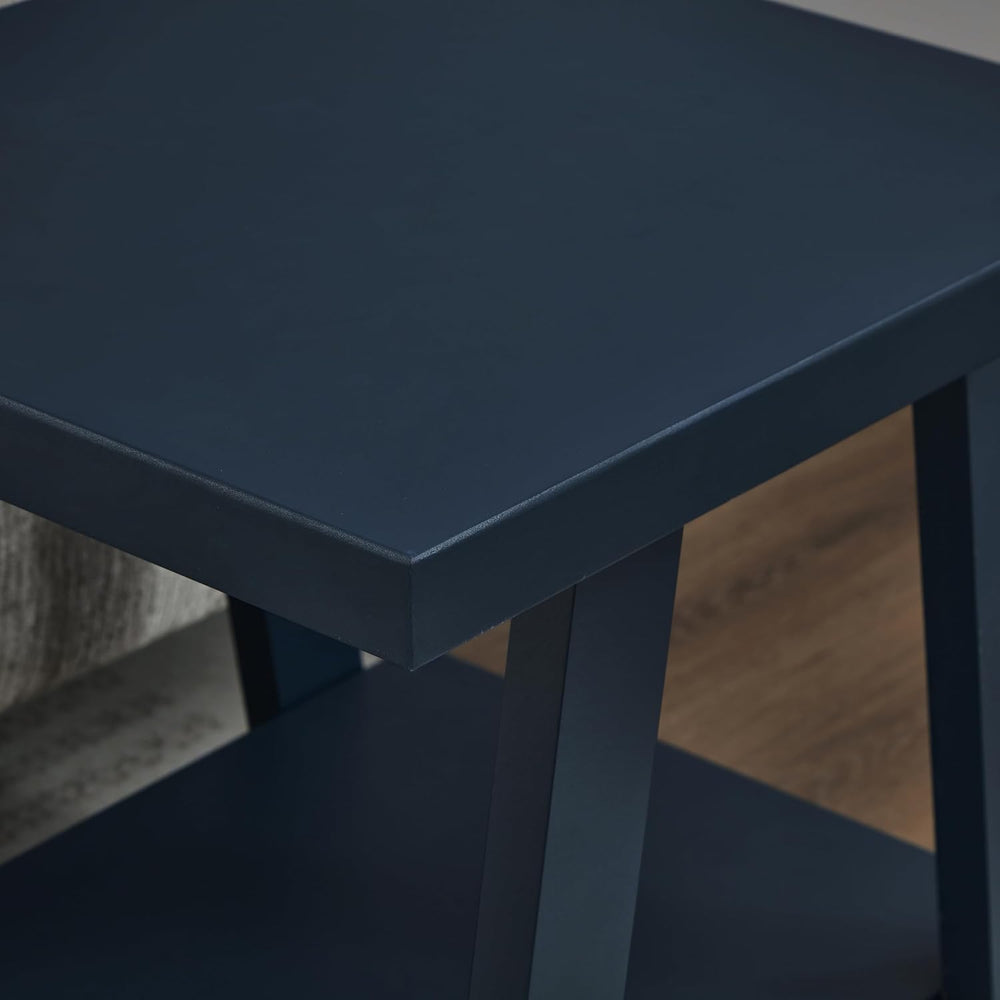 Roundhill Furniture Athens Contemporary Wood Shelf End Table in Navy Blue