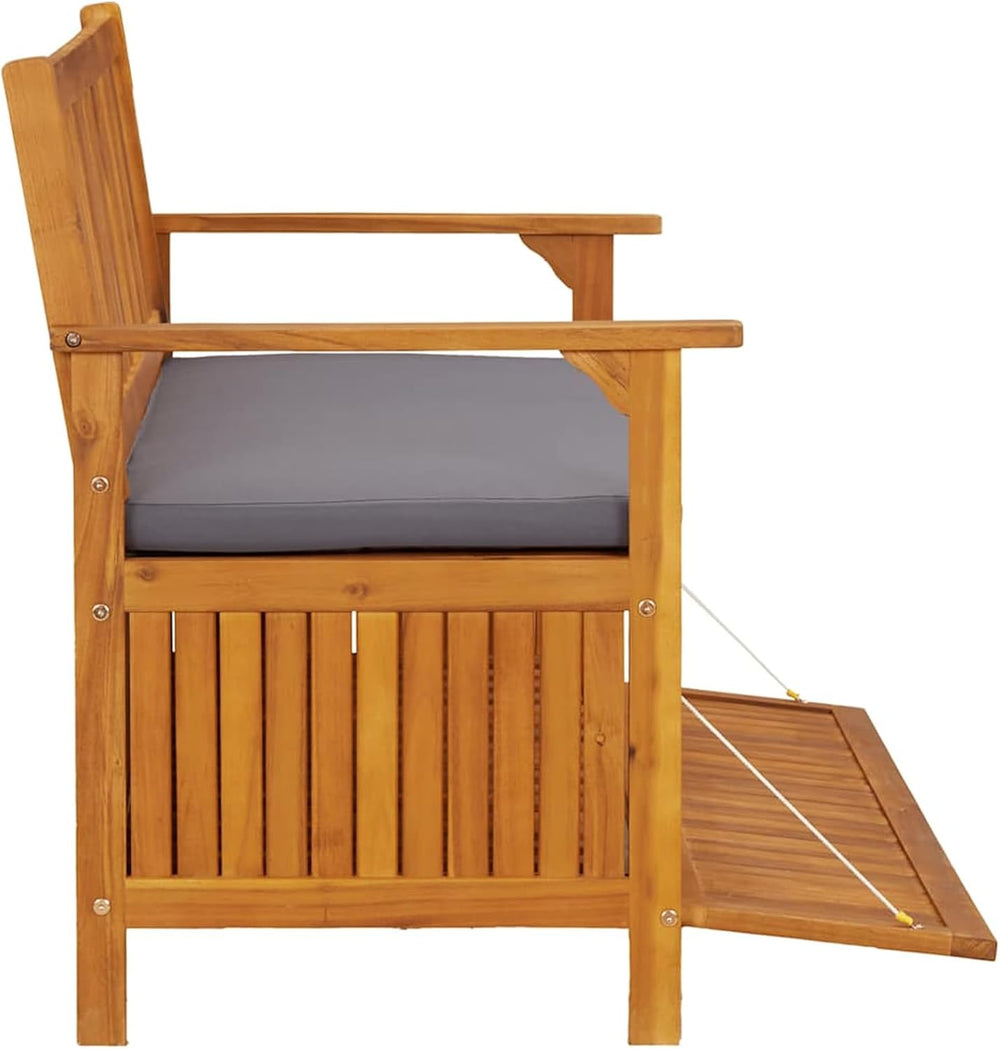 Gecheer Garden Storage Bench, 120 cm Solid Acacia Wood Patio Seating with Sto...