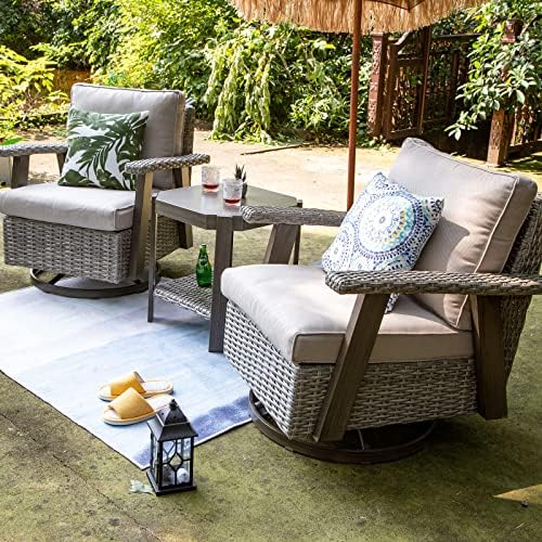 Joyside Outdoor 360° Swivel Rocker Patio Chairs Sets of 2 and Matching Side T...