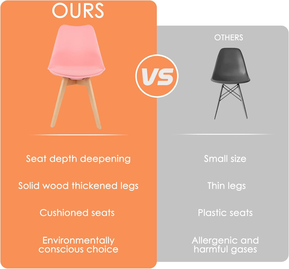 LSSBOUGHT Mid Century Modern Shell Dining Chairs(Pink, Set of 4) | Soft padde...