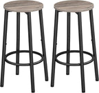 HOOBRO Bar Stools, Set of 2 Bar Chairs, Kitchen Round Height Stools with Footrest, Breakfast Barstools, Sturdy Steel Frame, for Dining Room, Kitchen, Party, Easy Assembly, Greige BG03BY01