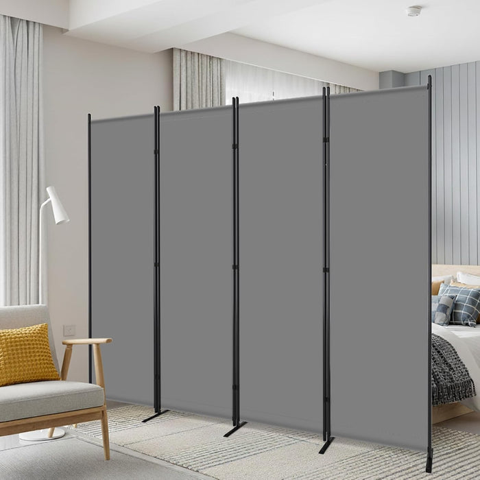 AKTOP 4 Panel Room Divider, 88" W x 6FT Fabric Folding Privacy Screen, Grey