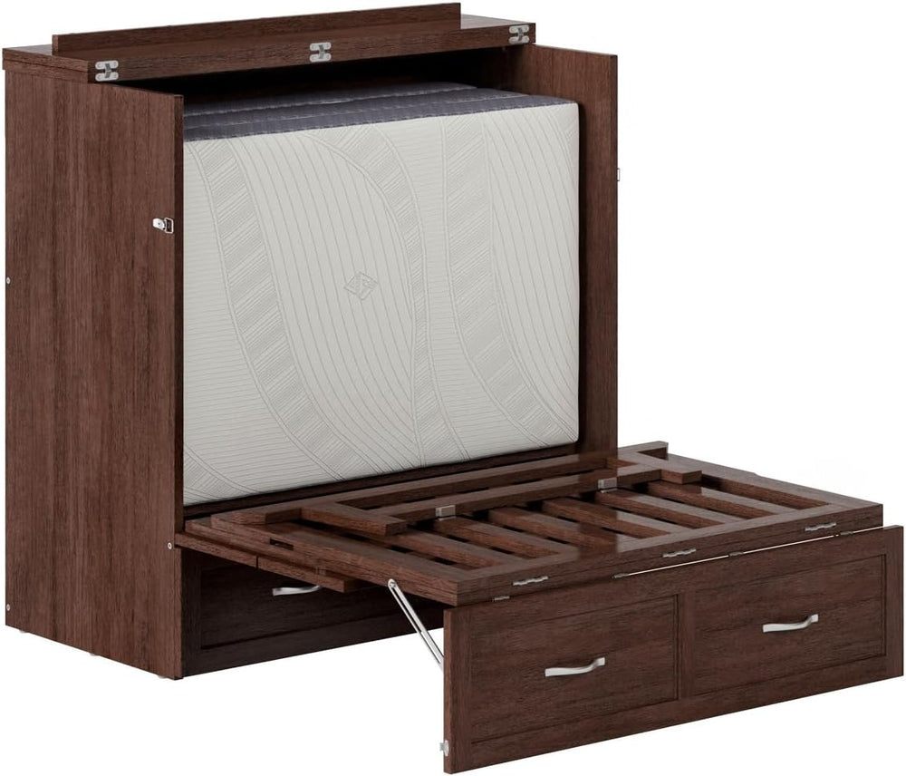 AFI, Northfield Murphy Bed Chest Twin XL with 6" Mattress, Burnt Amber