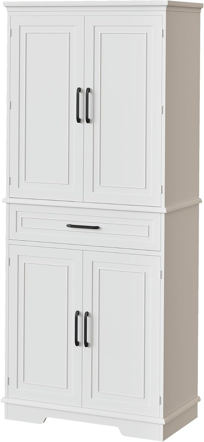 72in Tall Cabinet with Drawer, 6 Doors and Adjustable Shelves, Large Kitchen ...
