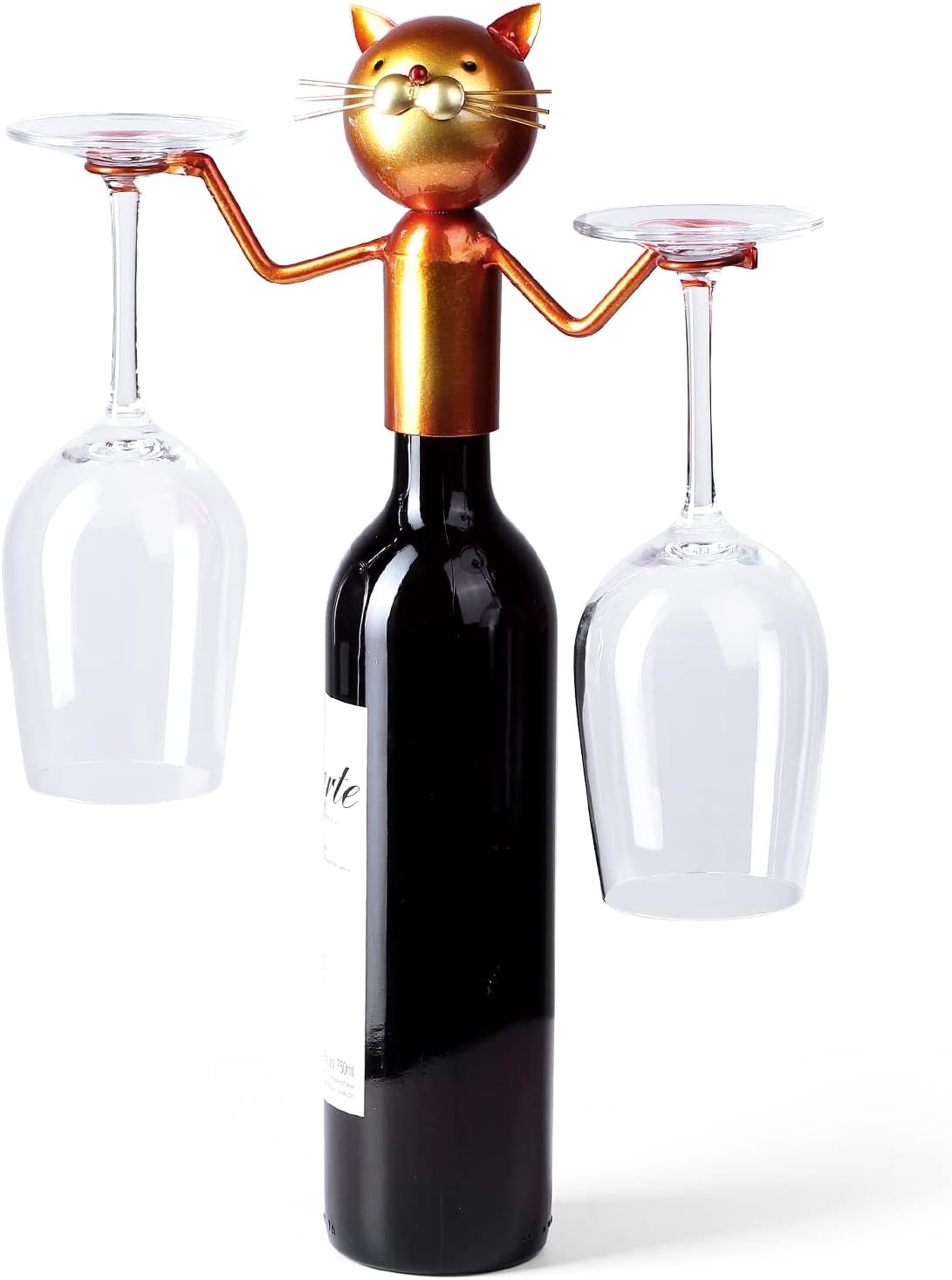 Cat Decor Wine Holder Wine Rack Wine Bottle Holder Wine Cat, Gift for Halloween and Christmas,Cat Gifts for Cat Lovers………… (Cat Glass Holder)