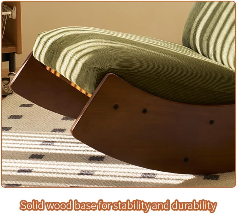 Comfortable Glider Rocking Chair, Upholstery Glider, Solid Wood Frame, Perfect for Multiple Settings Accent Reading (Green + Fabric)
