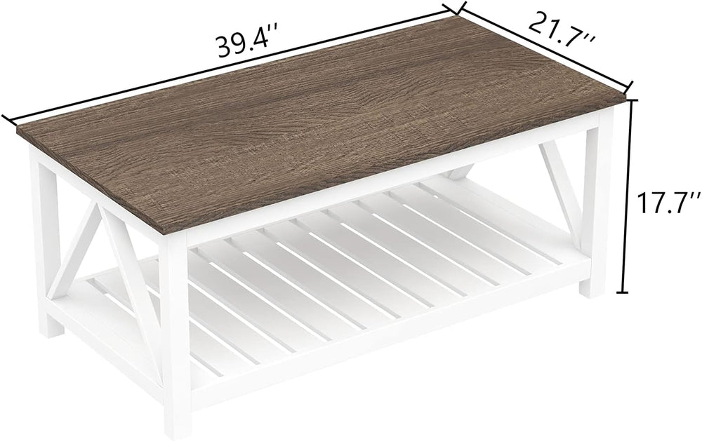 ChooChoo 40" Farmhouse Coffee Table with A-Frame Design for Living Room
