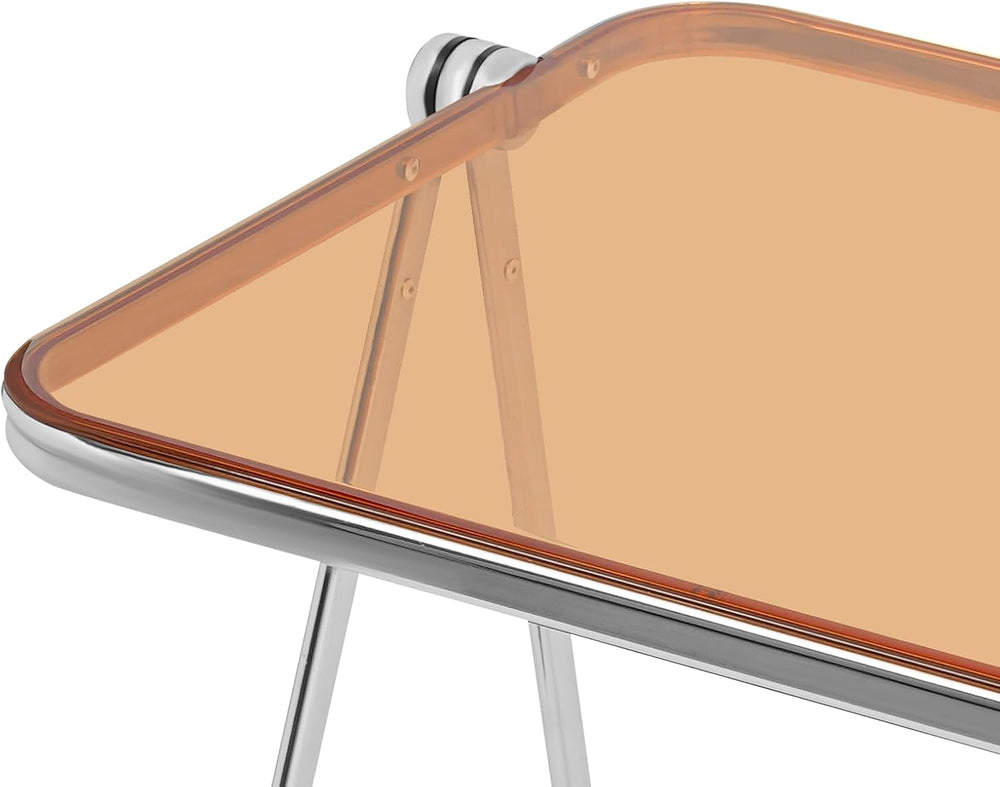 Clear Foldable Side Table, Folding Tiny Writing Desk TV Tray Table Coffee Cle...