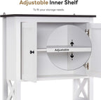 ivinta Over The Toilet Storage Cabinet, 3-Tier Bathroom Storage Cabinet with Adjustable Shelf and Doors, Freestanding Space Saver Above Toilet for Bathroom Laundry Restroom BT09 (White)