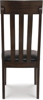 Signature Design by Ashley Haddigan Faux Leather Cushioned Rake Back Dining Chair, 2 Count, Dark Brown