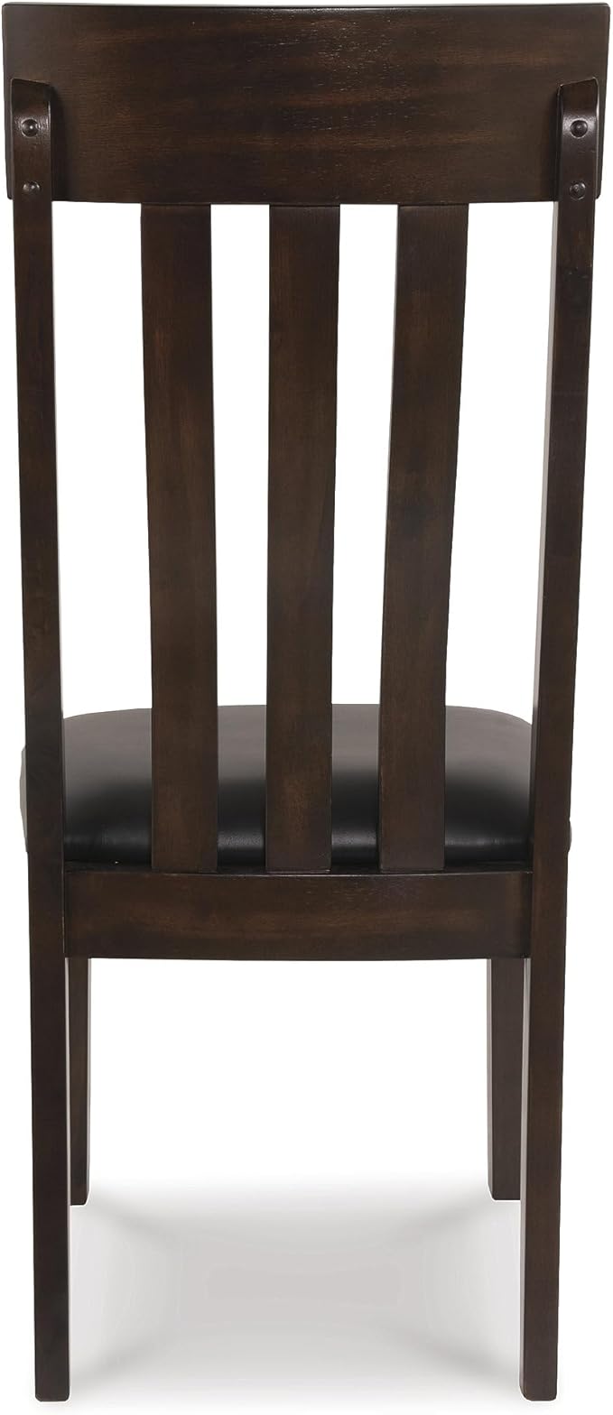 Signature Design by Ashley Haddigan Faux Leather Cushioned Rake Back Dining Chair, 2 Count, Dark Brown