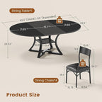 Itaar Round Extendable Dining Table Set for 4-6 People, 5-Piece Kitchen Table Set with 4 Cushion Chairs, Dining Room Table for 6 with MDF Board & Metal Frame for Small Space, Easy Clean, Black