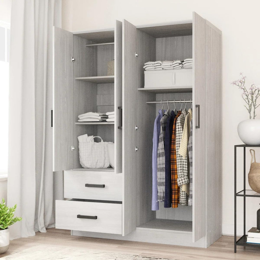 Woodpeckers Furniture And Mattress 4 Mirrored Doors Wardrobe 2 Drawers with S...