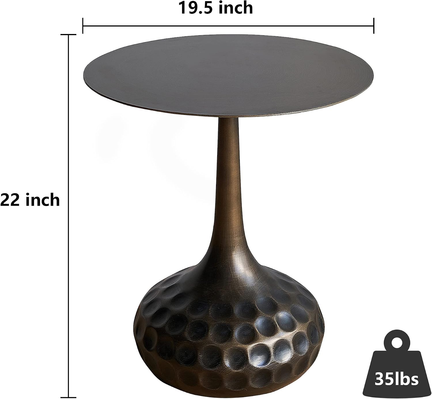 End Table, Modern Coffee Table, Iron Decorative Pedestal Metal Accent Table for Living Room/Bedroom/Balcony/Office/Indoor/Outdoor