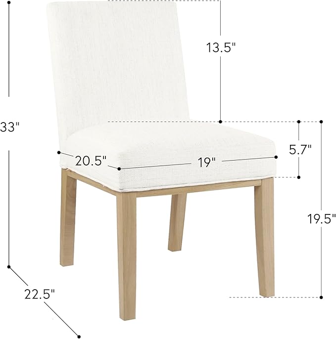 HomePop Kolbe Upholstered Dining Chair - Stain-Resistant Woven Fabric, 19.5" Seat Height, Ideal for 29-31 Inch Tables (Single Pack)