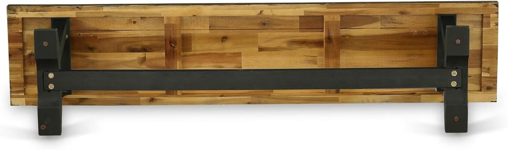 East West Furniture VB677 V-Style Modern Dining Table Bench with Wood Seat, 7...