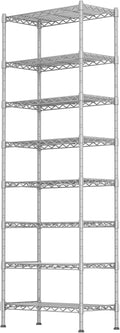 GIOTORENT 8-Wire Garage Shelving Storage Shelves, Kitchen Storage Adjustable Shelf, Metal Shelves 1600Lbs Capacity 24" W x 14" D x 72.2" H for Laundry Bathroom Pantry Closet, Silver