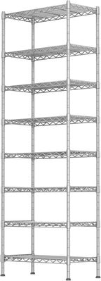 GIOTORENT 8-Wire Garage Shelving Storage Shelves, Kitchen Storage Adjustable Shelf, Metal Shelves 1600Lbs Capacity 24" W x 14" D x 72.2" H for Laundry Bathroom Pantry Closet, Silver