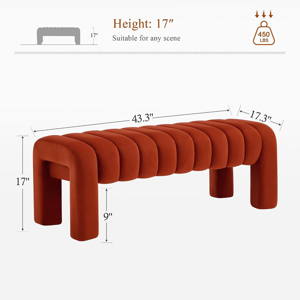 63’’ Bench for Dining Table, Upholstered End of Bed Bench with Solid Wood Leg...