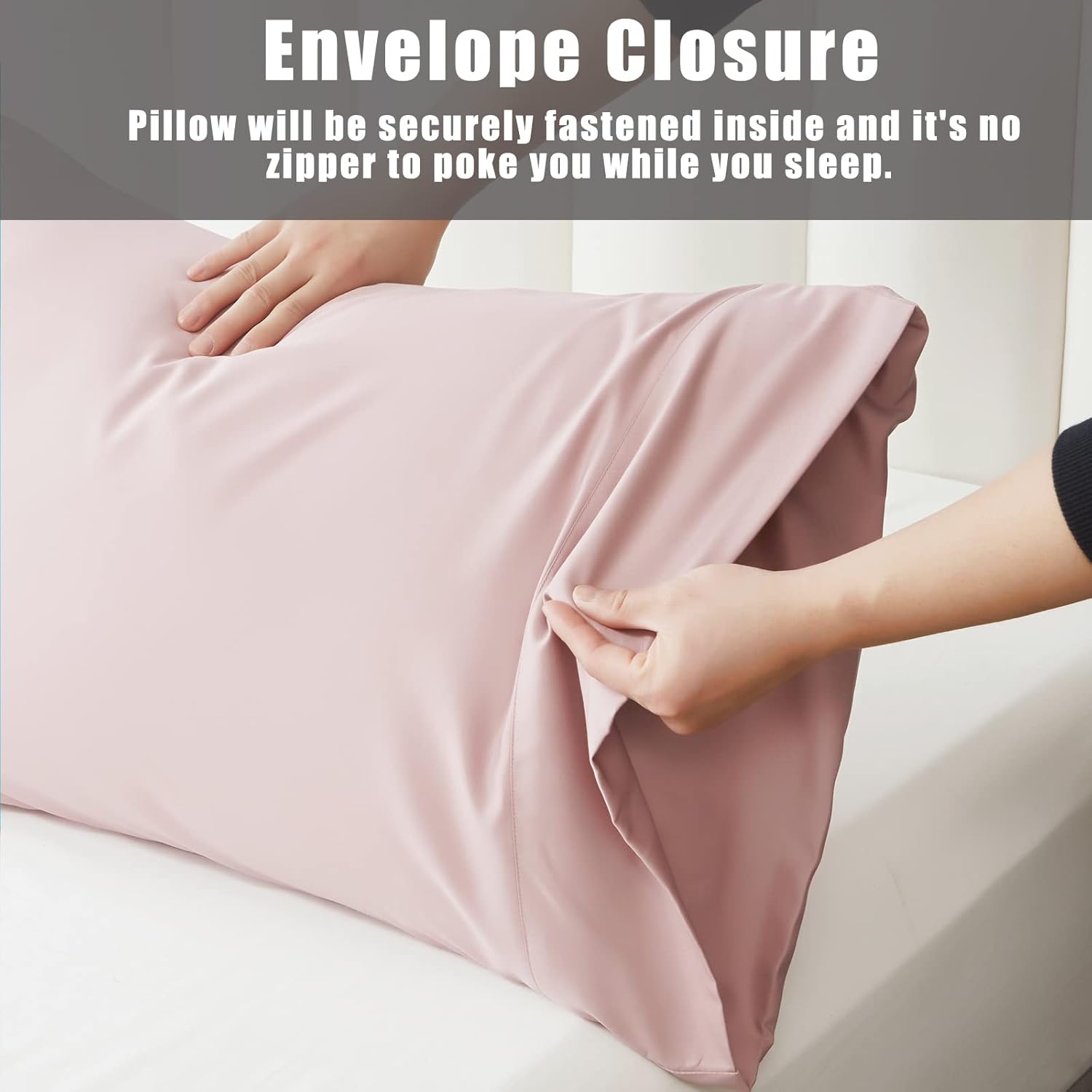 TELUS Pink Pillow Cases Queen Size 2 Pack, Bamboo Rayon Cooling Pillowcases with Envelope Closure, Cool Breathable Pillow Cover for Hot Sleepers & Night Sweats, 20x30 inch