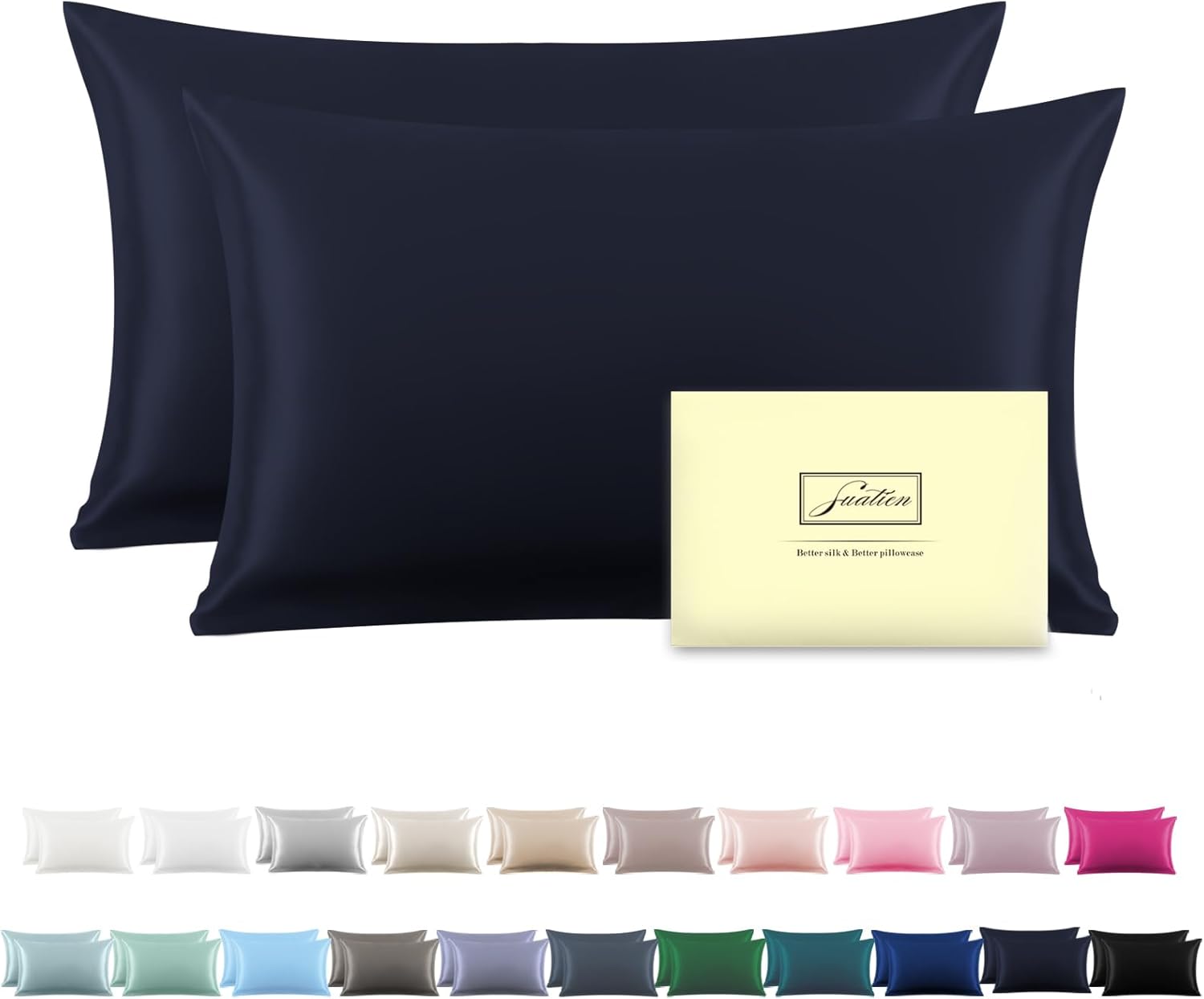 Silk Pillowcase for Hair and Skin,Soft,Breathable and Sliky 100% Silk Pillowcases King Set of 2,Both Sides Natural Mulberry Silk Pillow Cases with Hidden Zipper(King Size 20"X 36",2pcs)