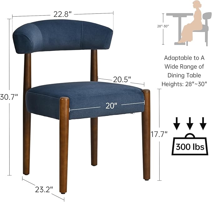 VKNOW Wooden Dining Chairs Set of 4, Modern Upholstered Dining Room Chairs wi...