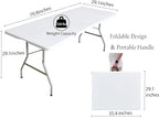 6 Foot Folding Table 6ft Fold in Half Heavy Duty Plastic Foldable Table, 72 inch Portable Table with Handle,Indoor Outdoor 6‘ Utility Card Tables for Picnic, Party, Dining