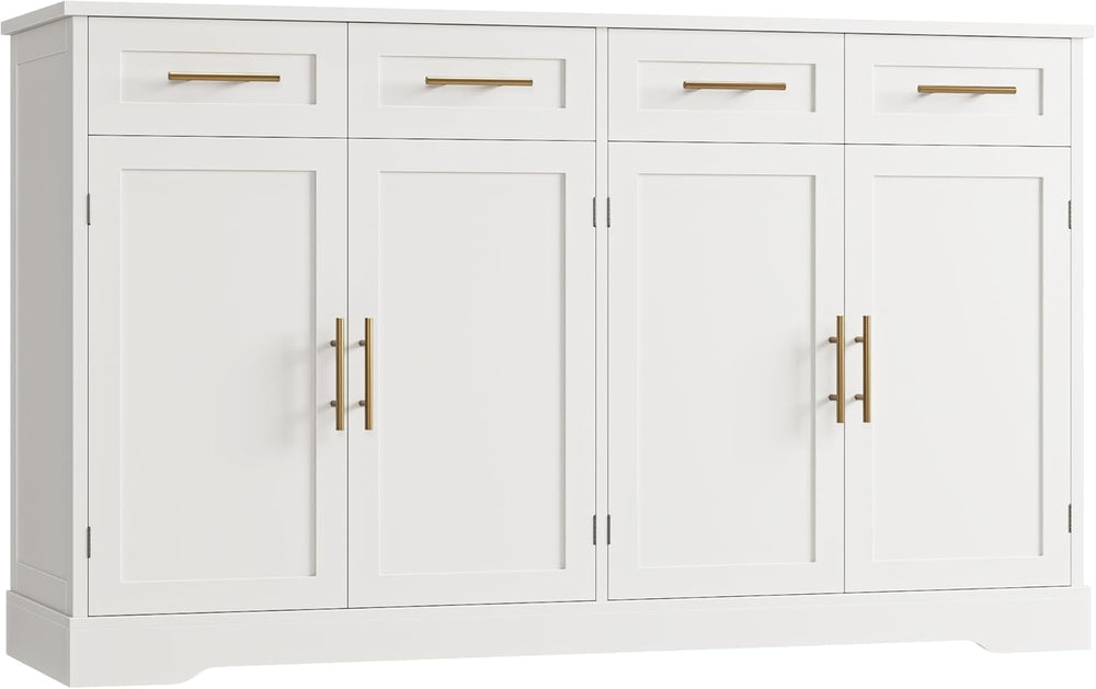 HOSTACK 60" W Sideboard Buffet Cabinet with Storage, Kitchen Cabinet, White