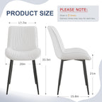 VECELO Dining Chairs Set of 4, Modern Upholstered Faux Leather Cushion Seat and Metal Legs for Kitchen, Living Room, White