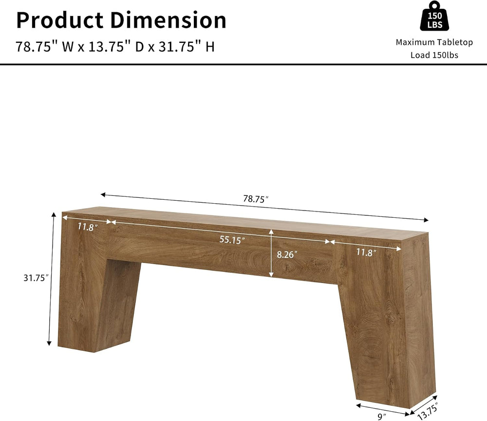 Epecoya 78-Inch Extra Long Sofa Console Table, Natural Oak Brown | Large Farm...