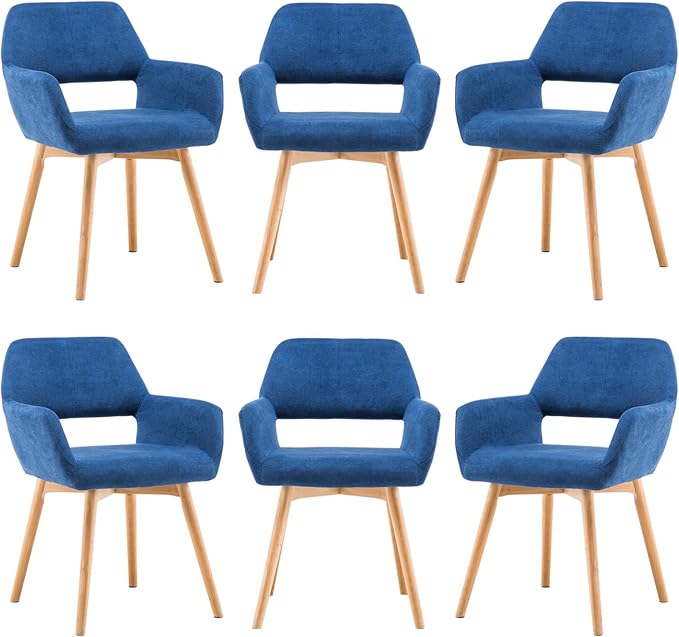 Mid Century Modern Dining Chairs Set of 6 & 4 & 2 Comfy Accent Chair ...