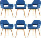 Mid Century Modern Dining Chairs Set of 6 & 4 & 2 Comfy Accent Chair Upholstered Kitchen Dining Living Room Chairs for Bedrooms Waiting Room Home Arm Desk Chair No Wheels (Blue, 6)