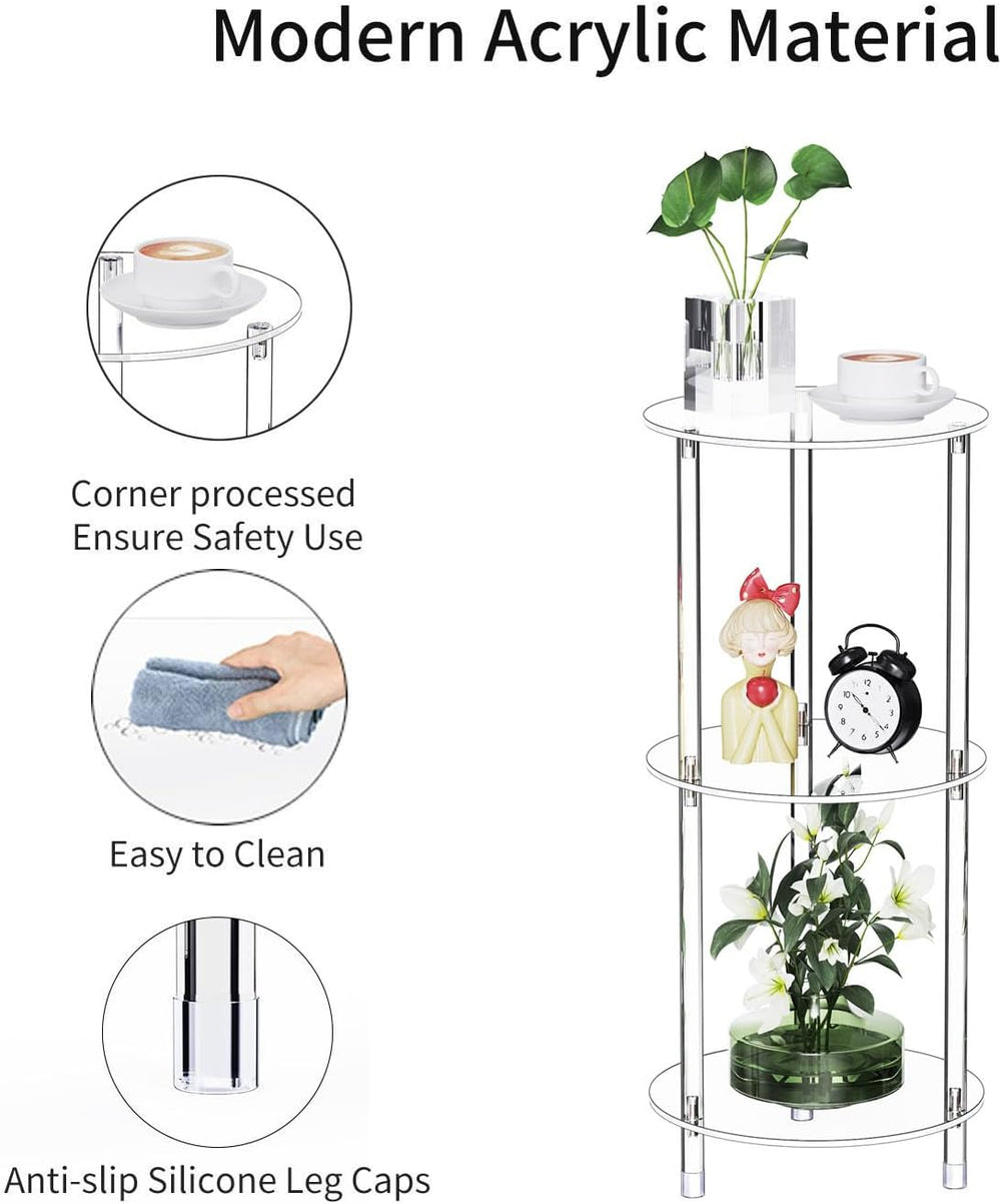 Clear Round Acrylic Side Table for Small Spaces, 11.81" L x 11.81" ...
