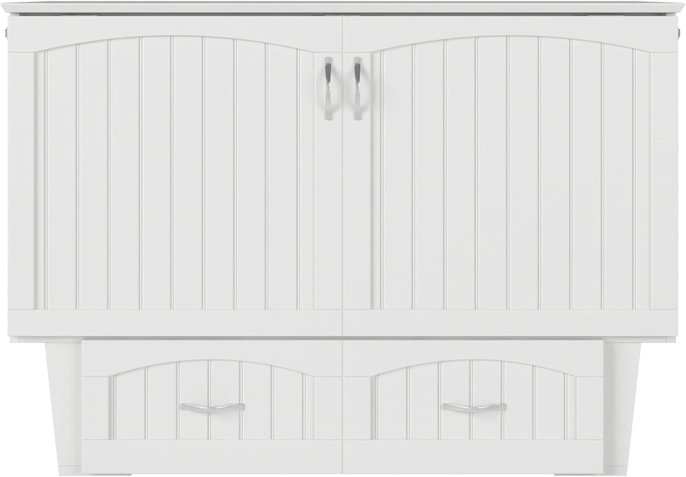 AFI, Nantucket Murphy Bed Chest Full with 6" Mattress & Drawer, White