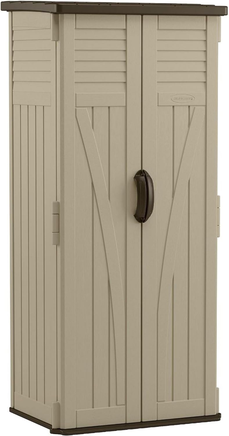 Suncast Vertical Shed, Compact Outdoor Storage System, 22 Cu. Ft. Capacity, S...