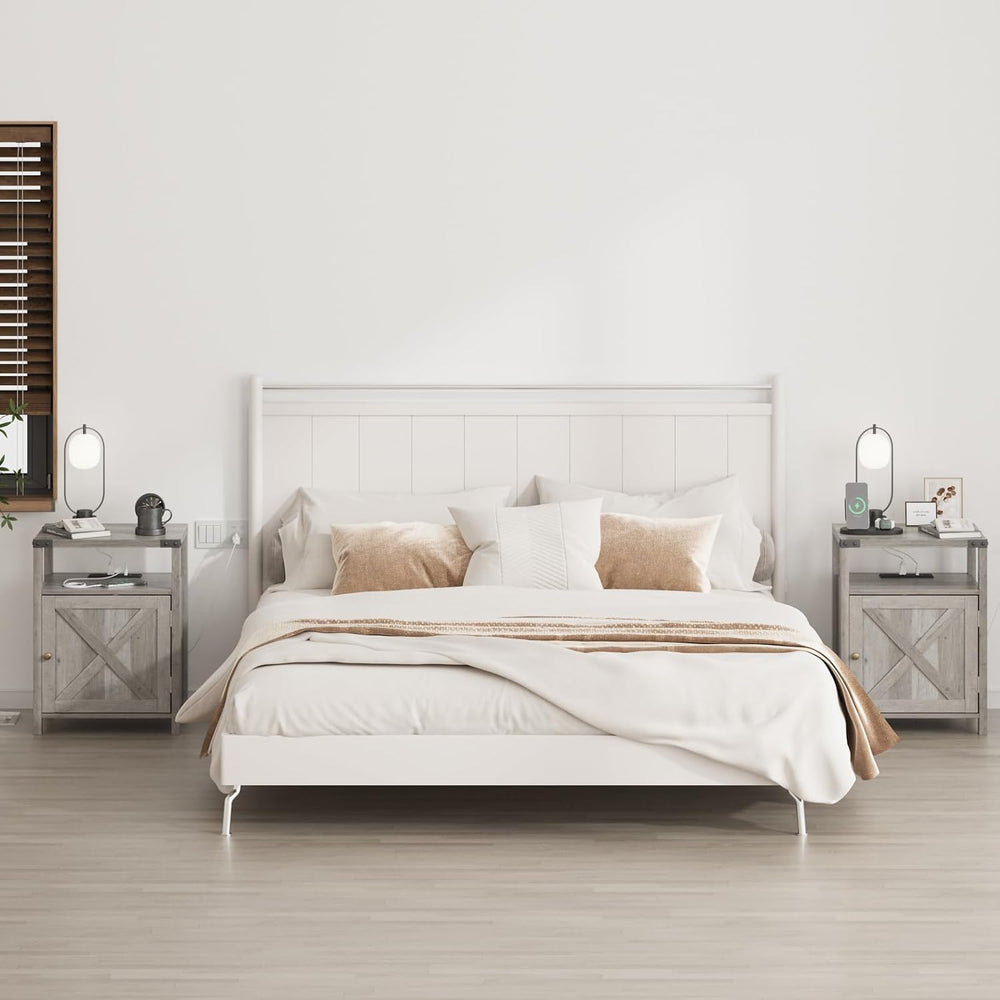 Fameill Nightstands Set of 2, Night Stand with Charging Station, Bed Side Tab...