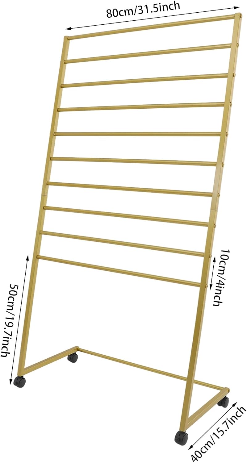 10 Tiers Rolling Display Tie & Scarf Rack Towel Belt Pants Hangers Hijab Stand Ribbon Organizer, Floor Standing Tie Scarves Necktie Holder Hanging Rack for Home Commercial Clothing Retail Store