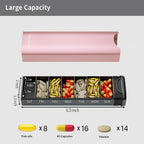 Metal Weekly Pill Organizer, Serfeymi Aluminum Daily Pill Box,7 Day Pill Case Travel Medicine Organizer,Pill Containers(Spare Gasket) for Vitamins, Fish Oils,Pills, Supplement(NO LID)- Pink