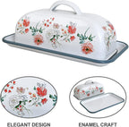 Enameled Farmhouse Vintage Butter Dish with Lid, 7.5 Inch Durable Kitchen Food Storage Container Rust-Resistant Refrigerator Safe,Vintage Decorative Design Kitchenware for Countertop